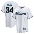 Friene M.Marlins #34 Liam Hicks Player White  Home Game Stitched Jerseys