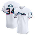 Friene M.Marlins #34 Liam Hicks Player White  Home Limited Elite Stitched Jerseys