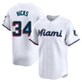 Friene M.Marlins #34 Liam Hicks Player White  Home Limited Stitched Jerseys
