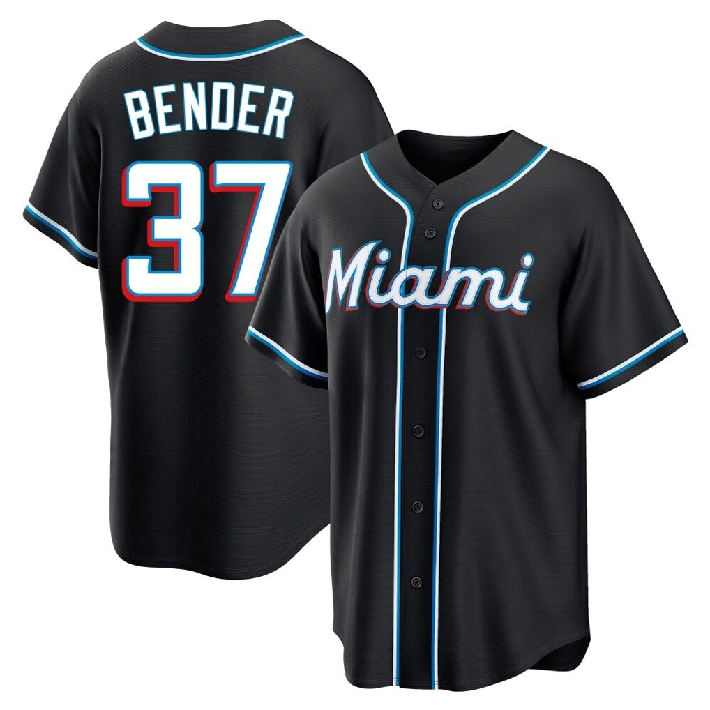 Friene M.Marlins #37 Anthony Bender Player Black Fashion Out Home Game Stitched Jerseys