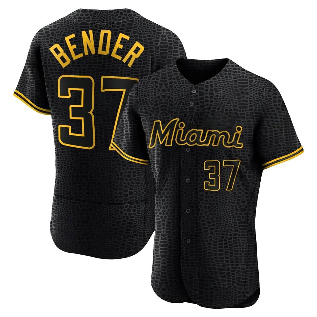 Friene M.Marlins #37 Anthony Bender Player Black Snake Skin City Home Limited Elite Stitched Jerseys