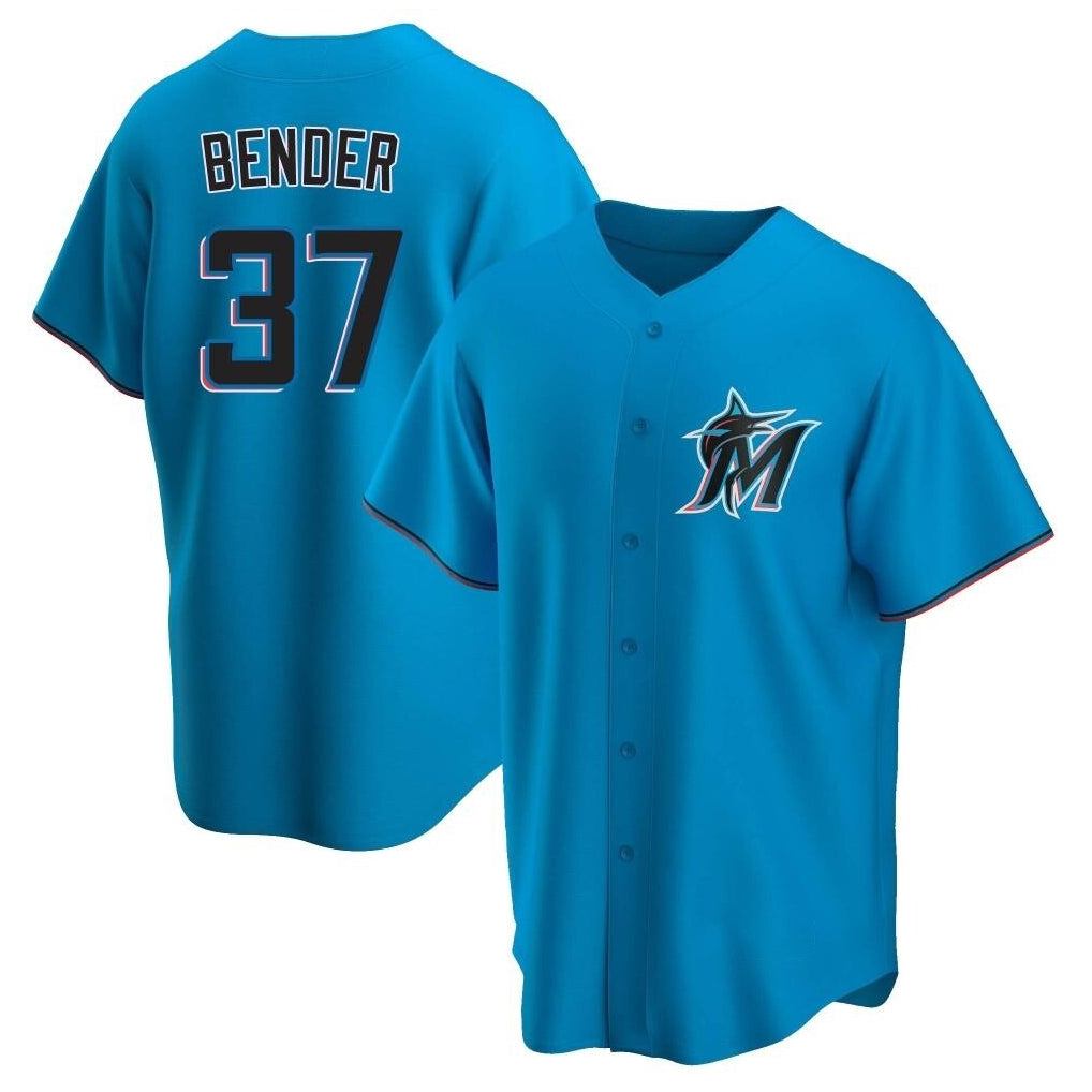 Friene M.Marlins #37 Anthony Bender Player Blue Home Game Stitched Jerseys
