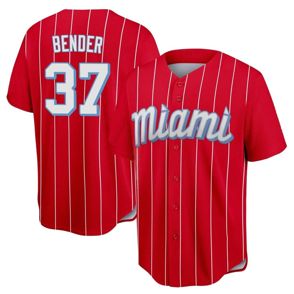 Friene M.Marlins #37 Anthony Bender Player Red City Connect Home Game Stitched Jerseys