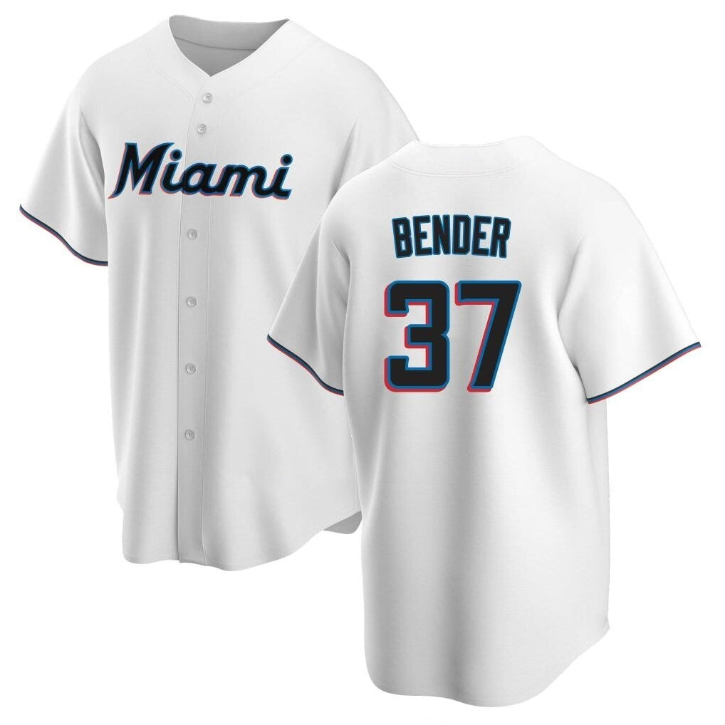 Friene M.Marlins #37 Anthony Bender Player White  Home Game Stitched Jerseys