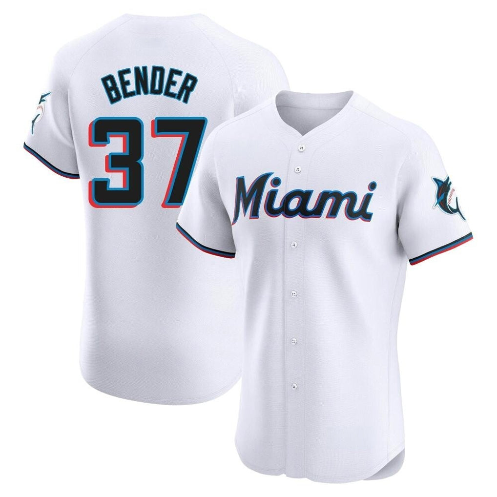 Friene M.Marlins #37 Anthony Bender Player White  Home Limited Elite Stitched Jerseys