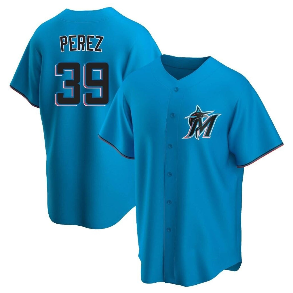 Friene M.Marlins #39 Eury Perez Player Blue Home Game Stitched Jerseys