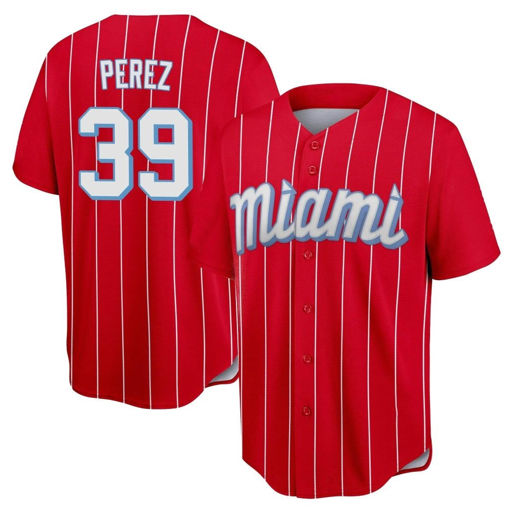 Friene M.Marlins #39 Eury Perez Player Red City Connect Home Game Stitched Jerseys