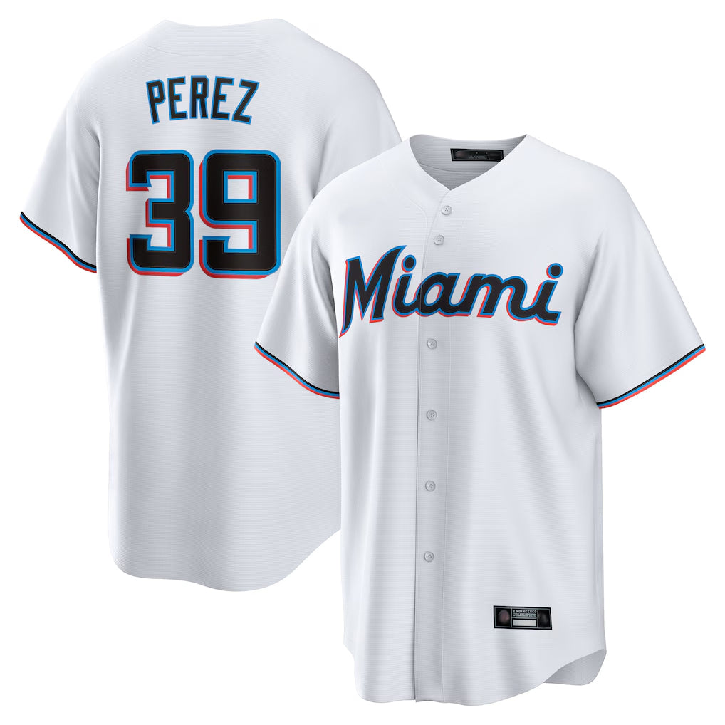 Friene M.Marlins #39 Eury Perez Player White  Home Game Stitched Jerseys