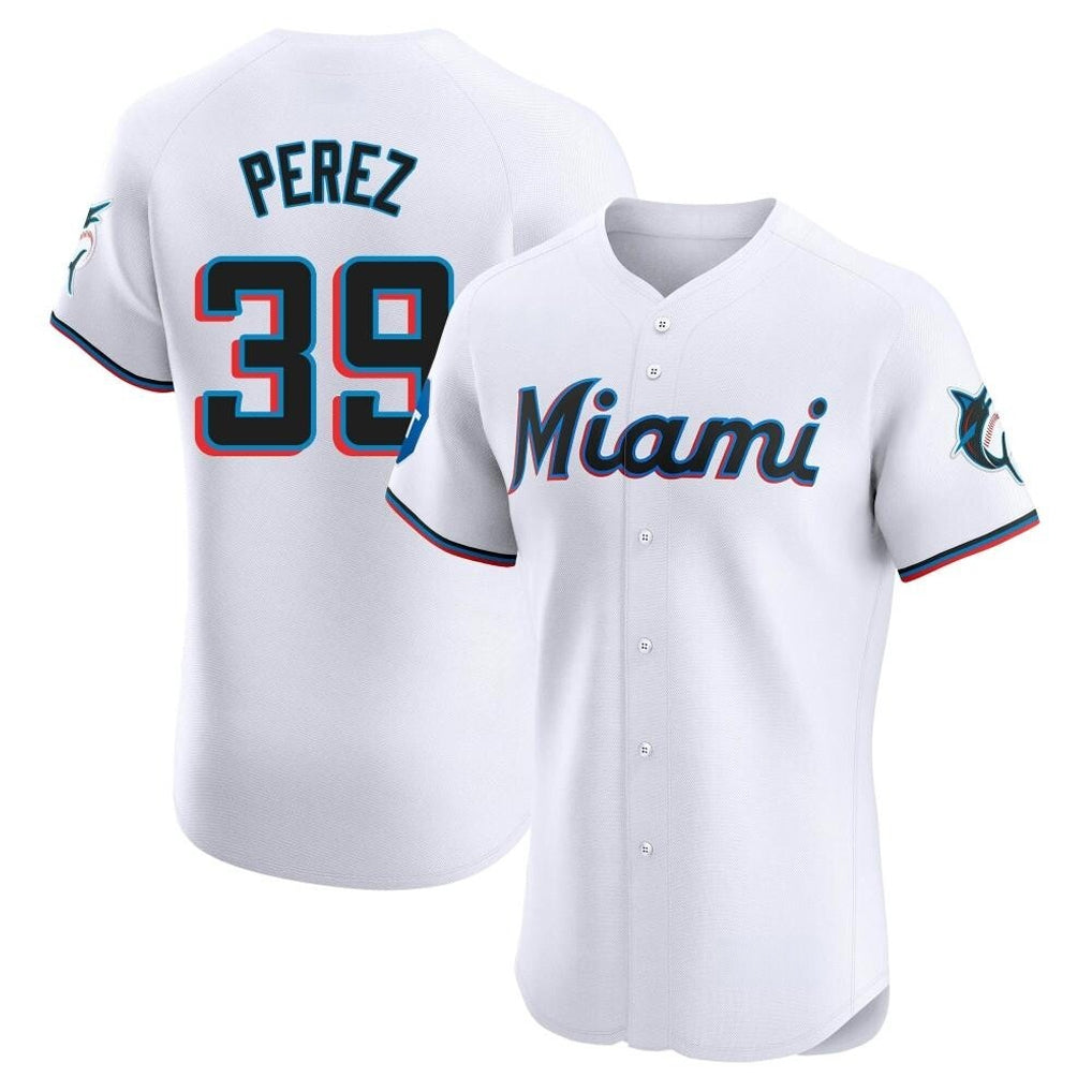 Friene M.Marlins #39 Eury Perez Player White  Home Limited Elite Stitched Jerseys