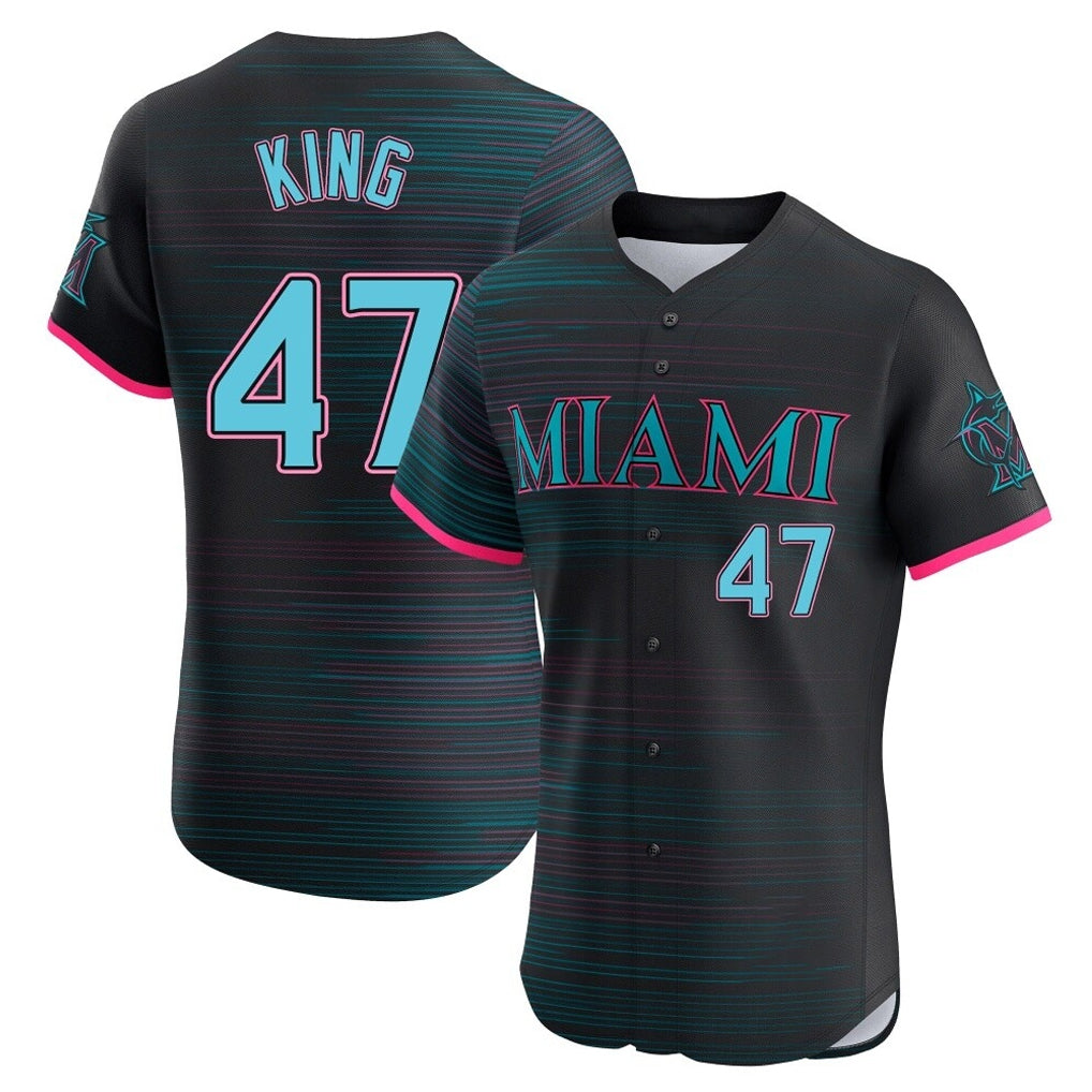 Friene M.Marlins #47 John King Player Black City Connect Home Limited Elite Stitched Jerseys