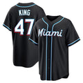 Friene M.Marlins #47 John King Player Black Fashion Out Home Game Stitched Jerseys