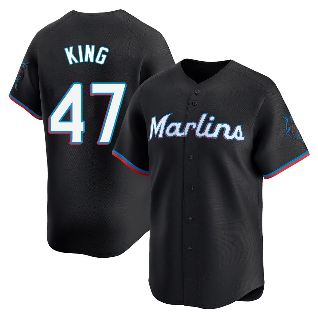 Friene M.Marlins #47 John King Player Black  Home Limited Stitched Jerseys