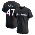 Friene M.Marlins #47 John King Player Black Vapor Home Limited Elite Stitched Jerseys