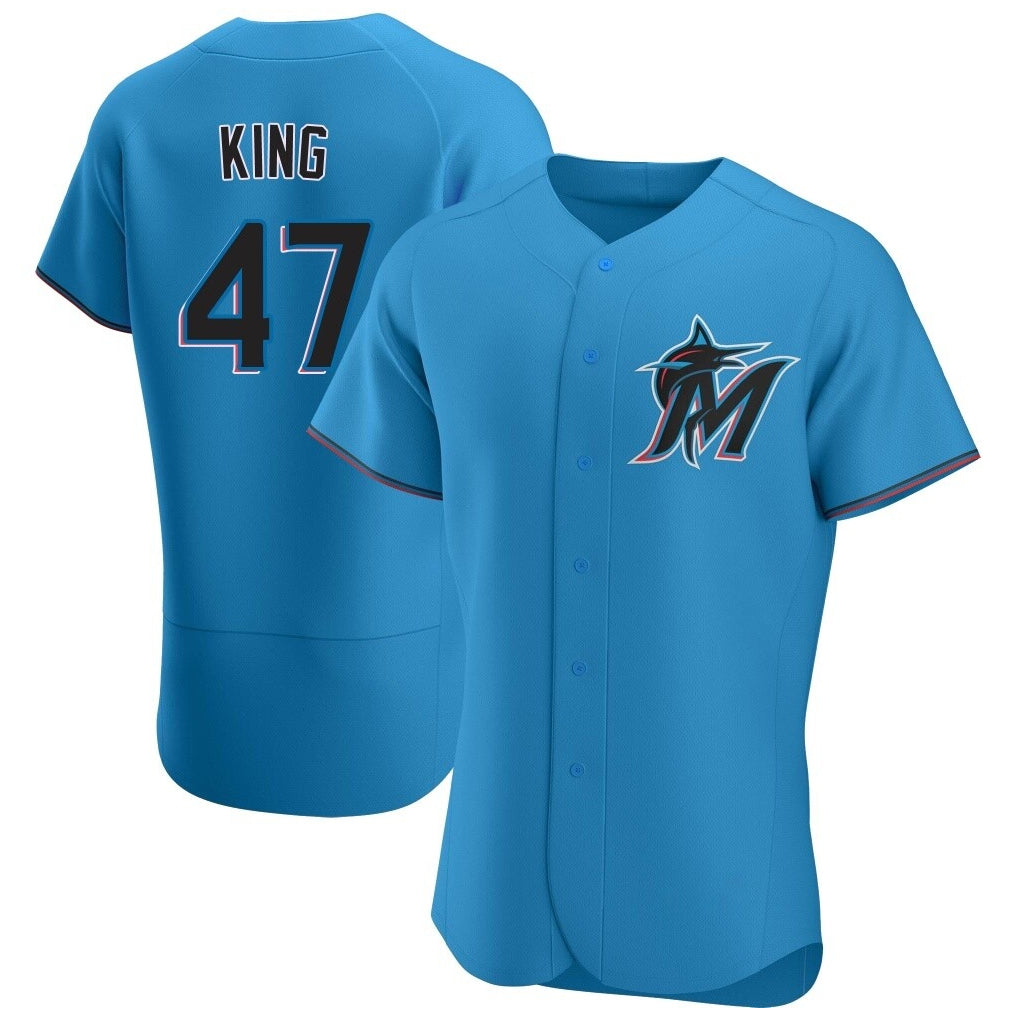 Friene M.Marlins #47 John King Player Blue Home Limited Elite Stitched Jerseys