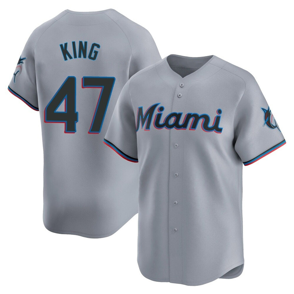Friene M.Marlins #47 John King Player Gray  Home Limited Stitched Jerseys
