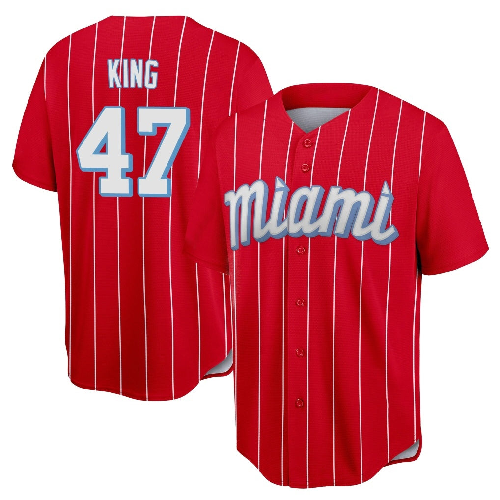 Friene M.Marlins #47 John King Player Red City Connect Home Game Stitched Jerseys