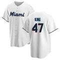Friene M.Marlins #47 John King Player White  Home Game Stitched Jerseys