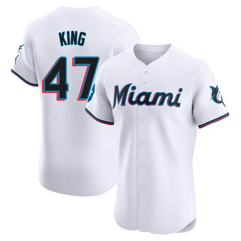 Friene M.Marlins #47 John King Player White  Home Limited Elite Stitched Jerseys