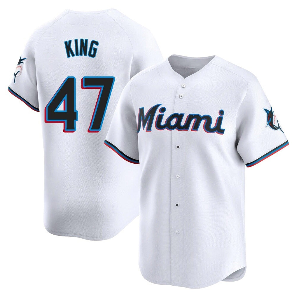 Friene M.Marlins #47 John King Player White  Home Limited Stitched Jerseys