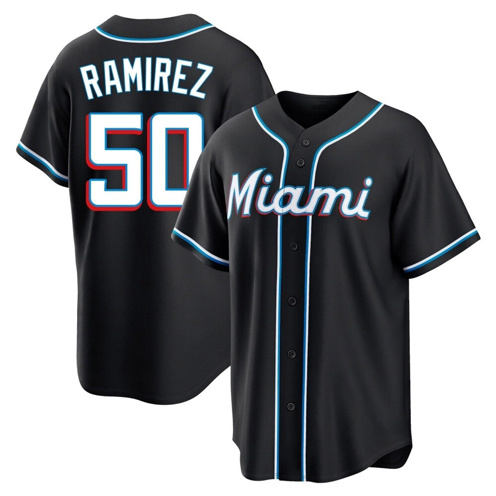 Friene M.Marlins #50 Agustin Ramirez Player Black Fashion Out Home Game Stitched Jerseys