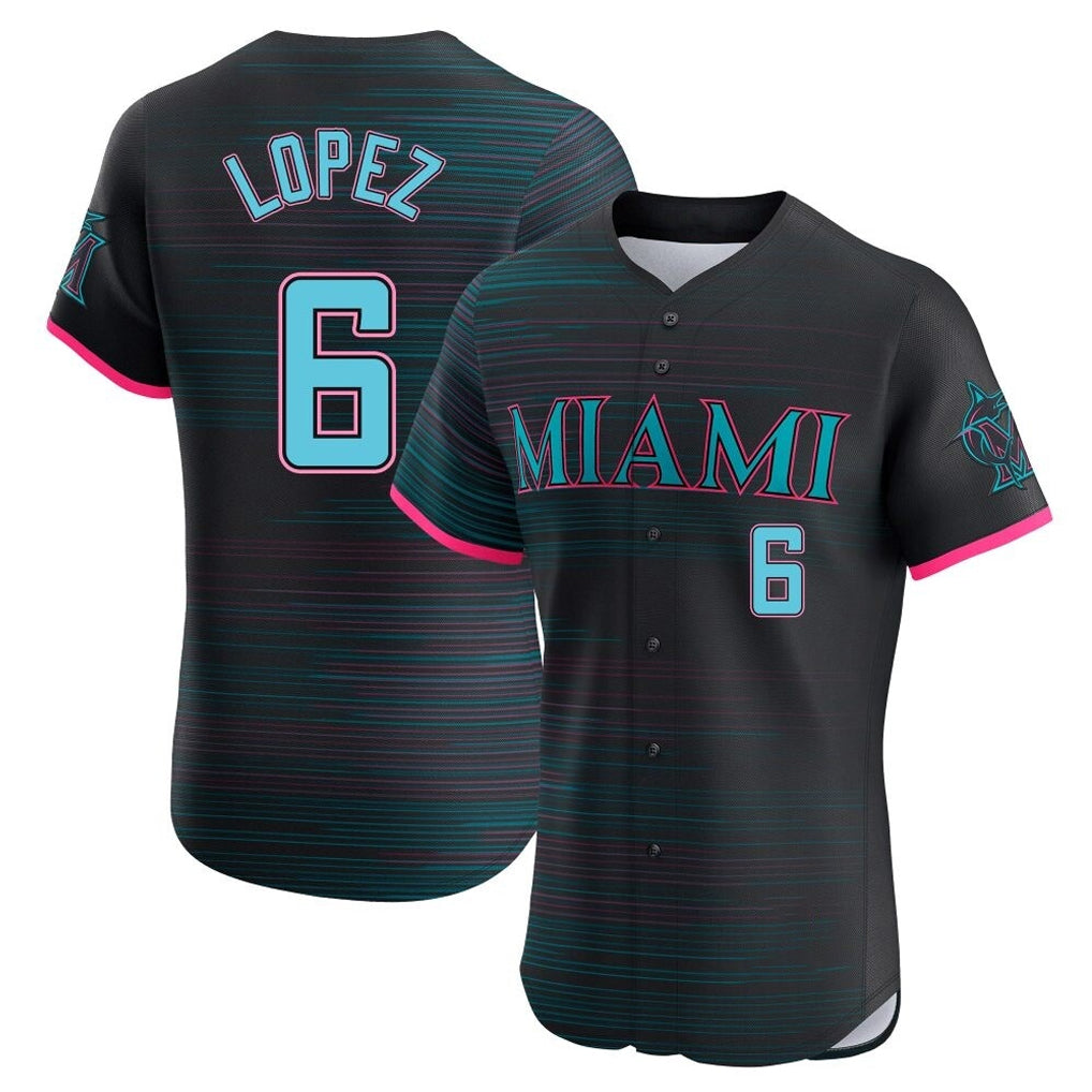 Friene M.Marlins #6 Otto Lopez Player Black City Connect Home Limited Elite Stitched Jerseys