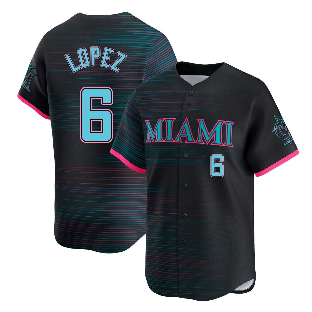 Friene M.Marlins #6 Otto Lopez Player Black City Connect Home Limited Stitched Jerseys