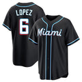 Friene M.Marlins #6 Otto Lopez Player Black Fashion Out Home Game Stitched Jerseys