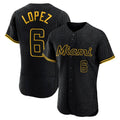 Friene M.Marlins #6 Otto Lopez Player Black Snake Skin City Home Limited Elite Stitched Jerseys