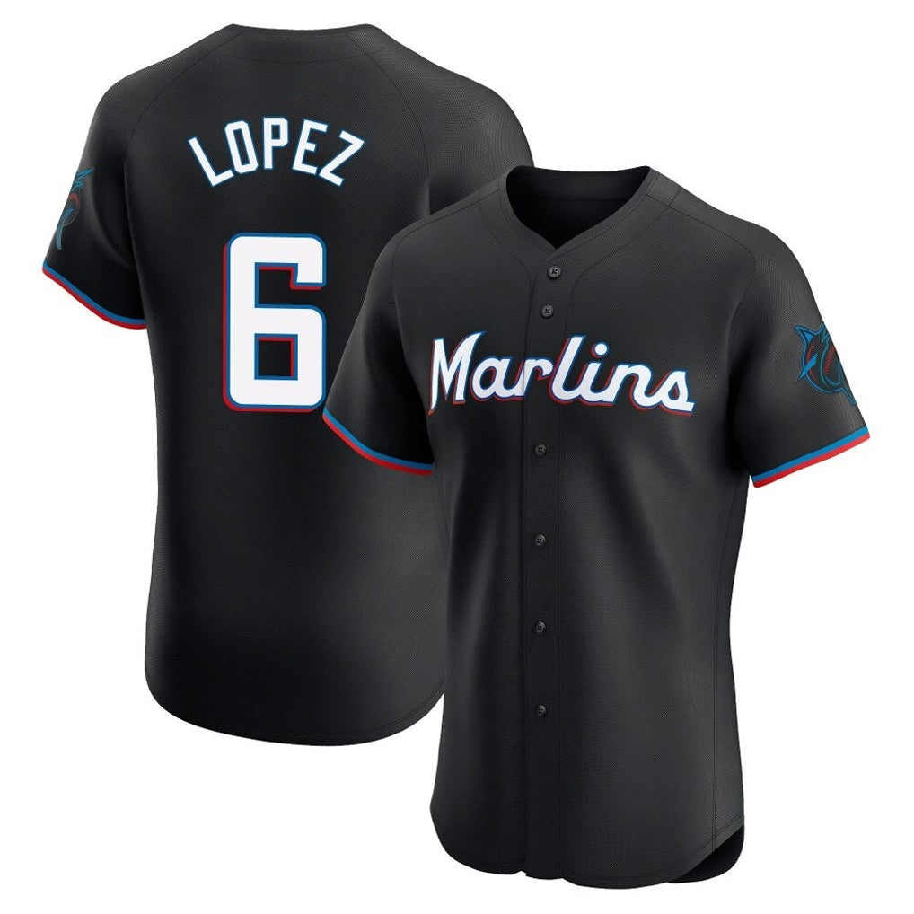 Friene M.Marlins #6 Otto Lopez Player Black Vapor Home Limited Elite Stitched Jerseys