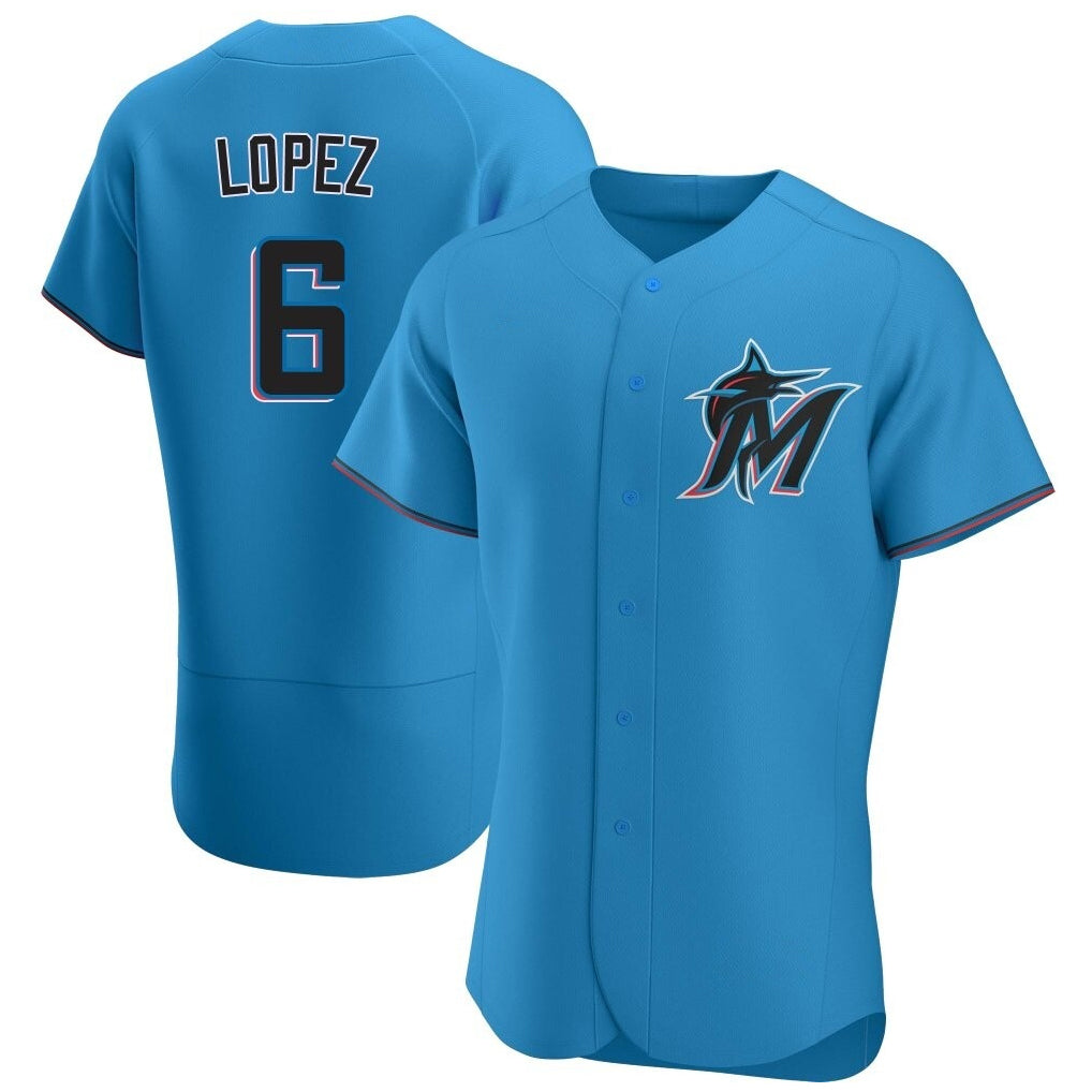 Friene M.Marlins #6 Otto Lopez Player Blue Home Limited Elite Stitched Jerseys