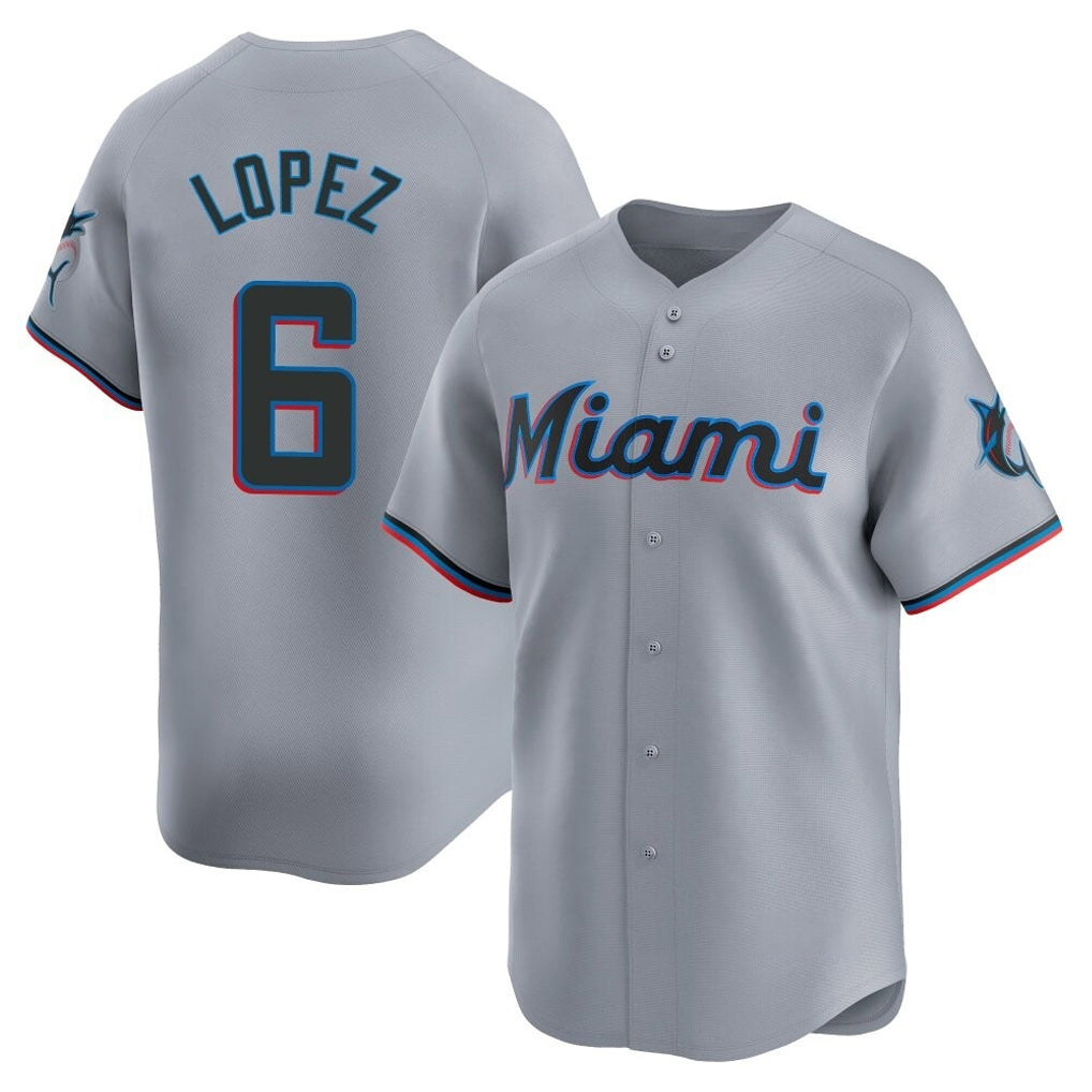 Friene M.Marlins #6 Otto Lopez Player Gray Home Limited Stitched Jerseys