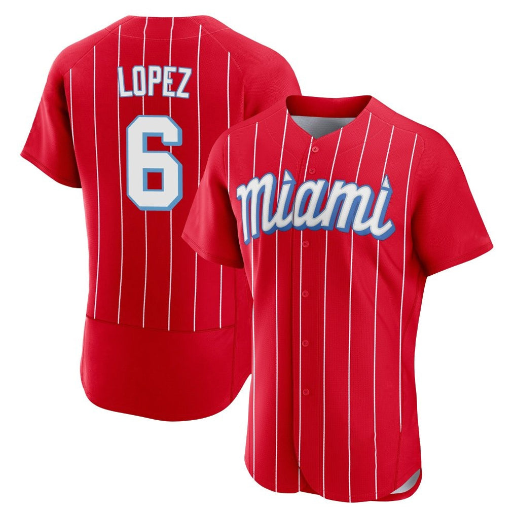 Friene M.Marlins #6 Otto Lopez Player Red City Connect Home Limited Elite Stitched Jerseys