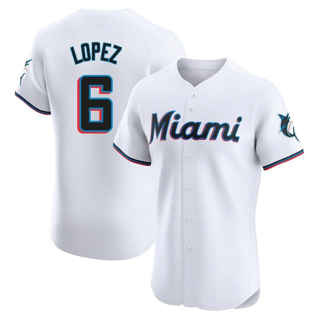 Friene M.Marlins #6 Otto Lopez Player White  Home Limited Elite Stitched Jerseys