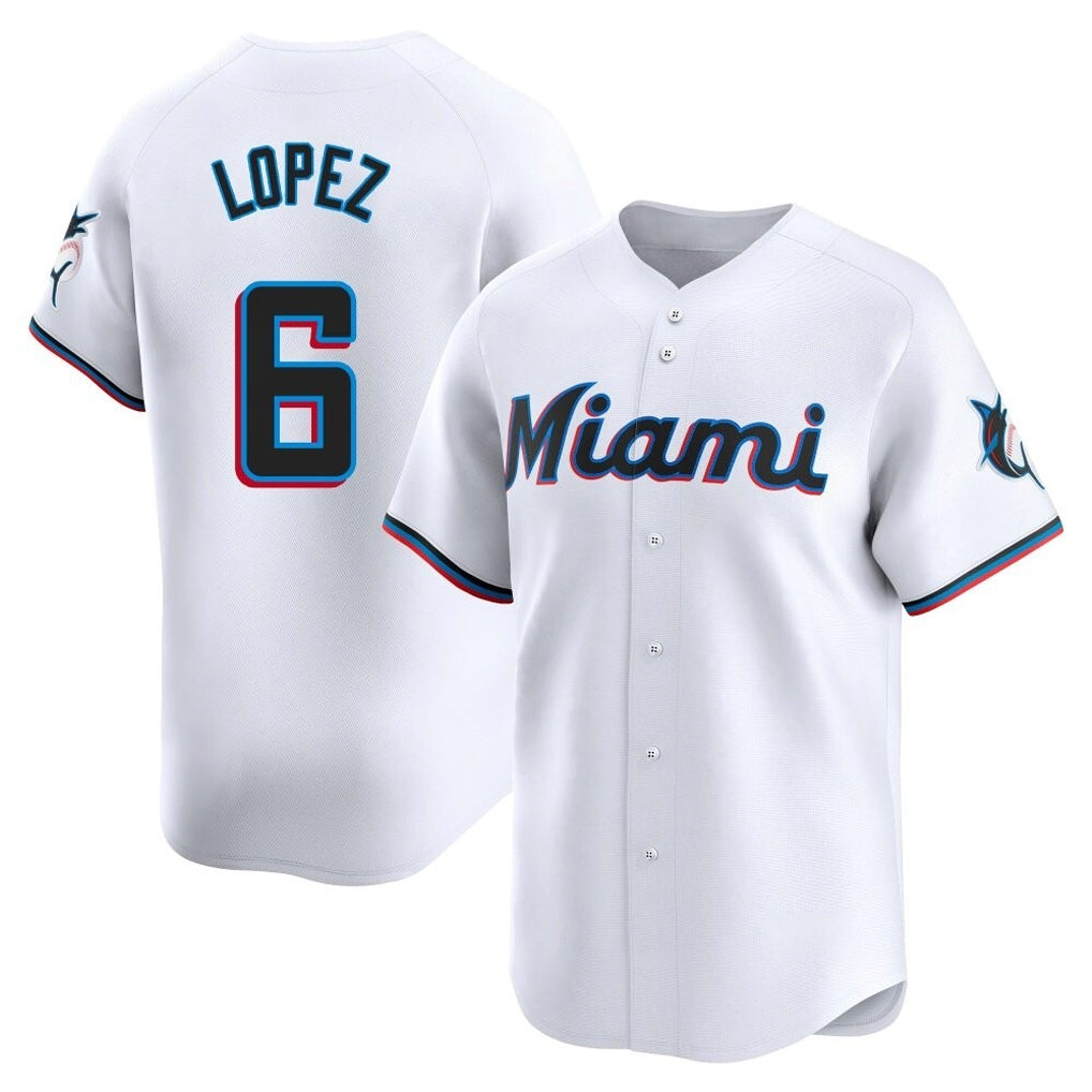 Friene M.Marlins #6 Otto Lopez Player White  Home Limited Stitched Jerseys