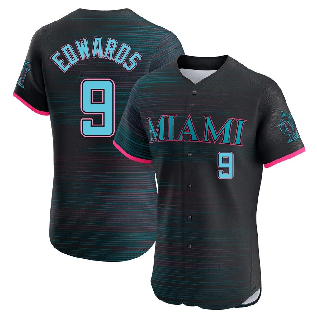 Friene M.Marlins #9 Xavier Edwards Player Black City Connect Home Limited Elite Stitched Jerseys