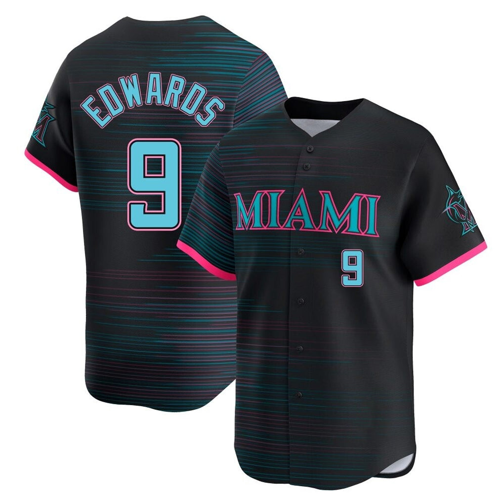 Friene M.Marlins #9 Xavier Edwards Player Black City Connect Home Limited Stitched Jerseys