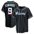 Friene M.Marlins #9 Xavier Edwards Player Black Fashion Out Home Game Stitched Jerseys