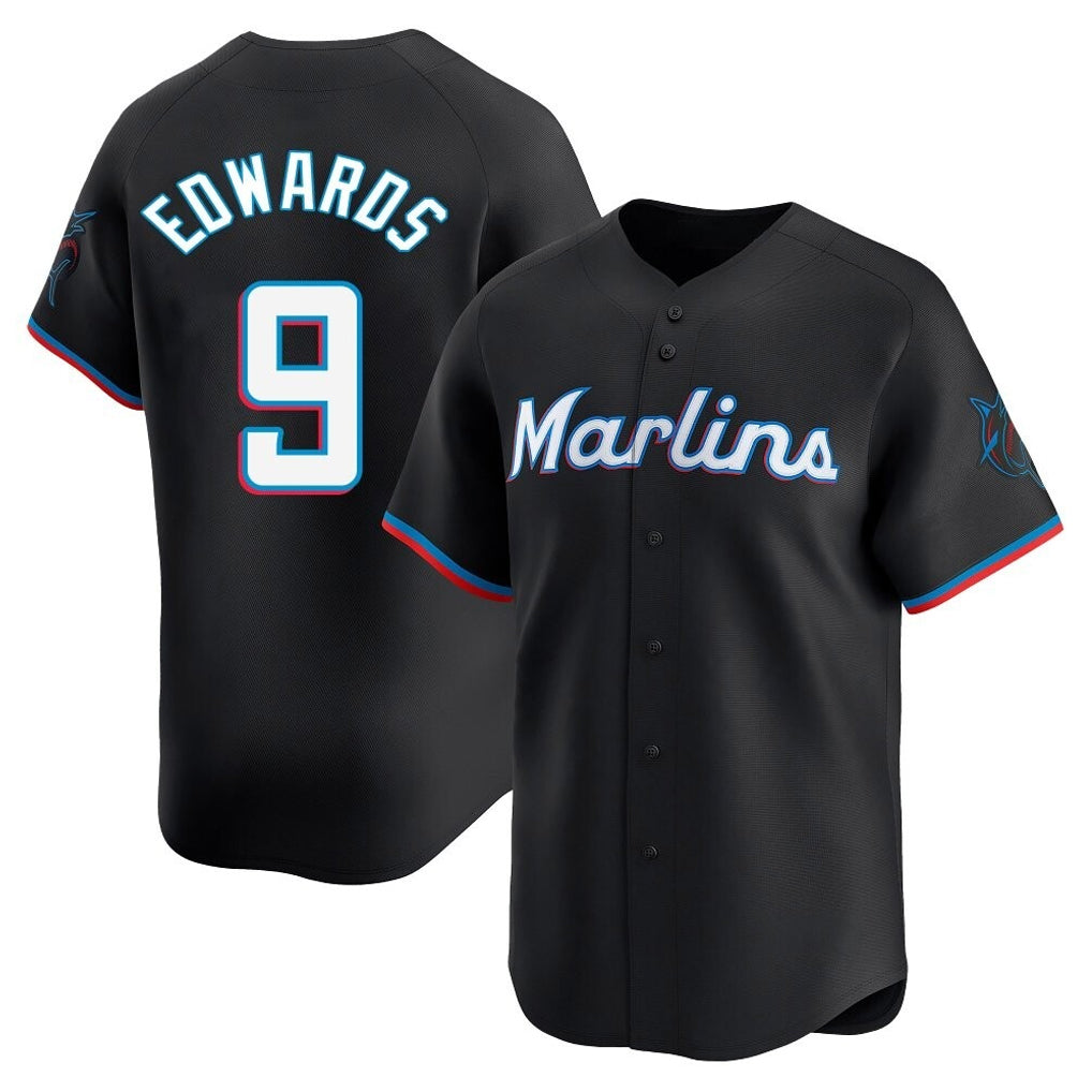 Friene M.Marlins #9 Xavier Edwards Player Black  Home Limited Stitched Jerseys