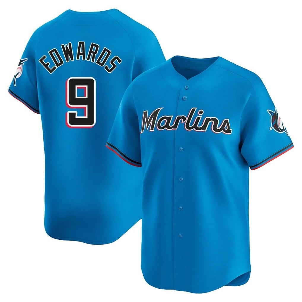 Friene M.Marlins #9 Xavier Edwards Player Blue Home Limited Stitched Jerseys