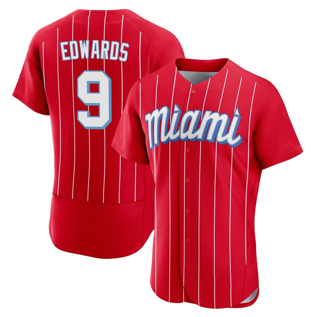 Friene M.Marlins #9 Xavier Edwards Player Red City Connect Home Limited Elite Stitched Jerseys