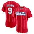 Friene M.Marlins #9 Xavier Edwards Player Red City Connect Home Limited Elite Stitched Jerseys