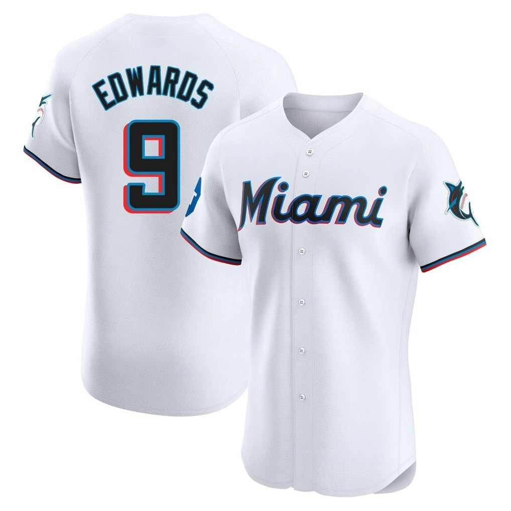 Friene M.Marlins #9 Xavier Edwards Player White  Home Limited Elite Stitched Jerseys