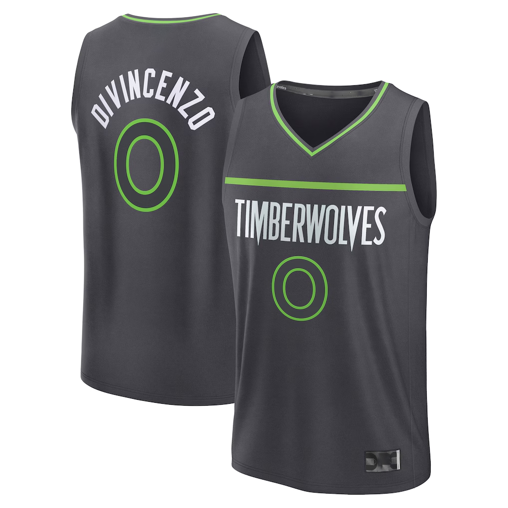 Friene M.Timberwolves #0 Donte DiVincenzo Charcoal Fast Break Replica Player Stitched Jerseys - Statement Edition