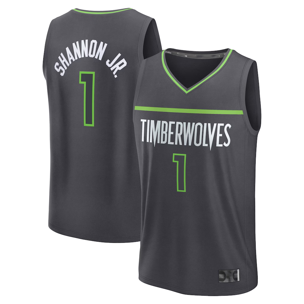 Friene M.Timberwolves #1 Terrence Shannon Jr. Anthracite Fast Break Replica Stitched Jerseys - Statement Edition