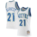 Friene M.Timberwolves #21 Kevin Garnett Mitchell & Ness White 199596 Hardwood Classics Swingman Stitched Jerseys