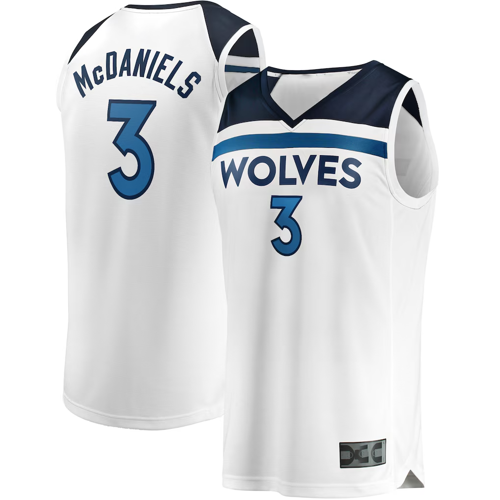 Friene M.Timberwolves #3 Jaden McDaniels White Fast Break Replica Player Stitched Jerseys - Association Edition