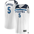Friene M.Timberwolves #5 Anthony Edwards White Fast Break Replica Player Stitched Jerseys - Association Edition