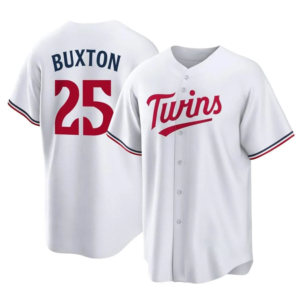 Friene M.Twins #25 Byron Buxton Player White Home Game Stitched Jerseys