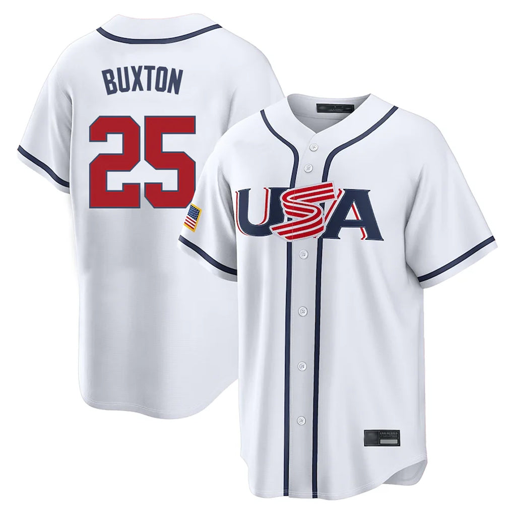 Friene M.Twins #25 Byron Buxton Player White USA 2026 World Classic Limited Home Stitched Jerseys