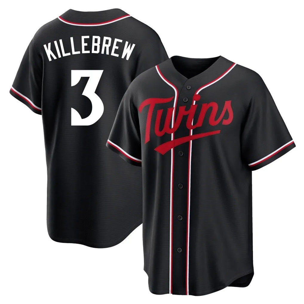 Friene M.Twins #3 Harmon Killebrew Player Black Fashion Out Home Limited Stitched Jerseys